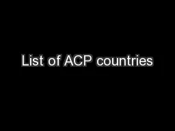 List of ACP countries