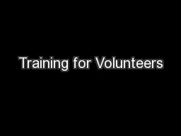 Training for Volunteers