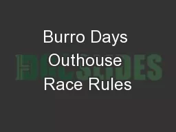 Burro Days Outhouse Race Rules