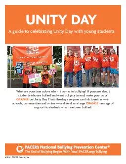 UNITY DAY A guide to celebrating Unity Day with young students  PACER Center Inc