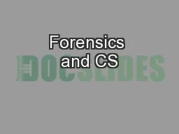 Forensics and CS