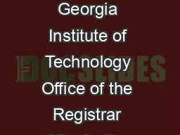Request For Grade Mode Change Georgia Institute of Technology Office of the Registrar