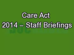 Care Act 2014 – Staff Briefings