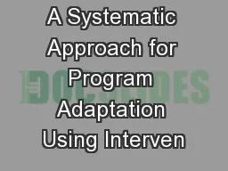 A Systematic Approach for Program Adaptation Using Interven