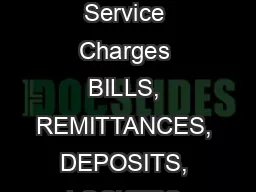 PART-I Service Charges BILLS, REMITTANCES, DEPOSITS, LOCKERS & SAFE CU