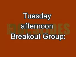 Tuesday afternoon Breakout Group: