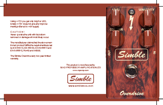 Simble Overdrive - owner’s manualThe SIMBLE OVERDRIVEent and orga