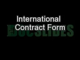 International Contract Form