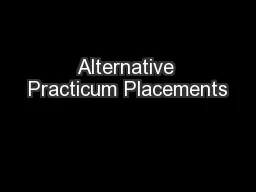 Alternative Practicum Placements