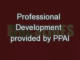 Professional Development provided by PPAI