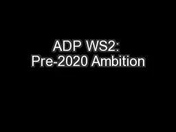 ADP WS2: Pre-2020 Ambition