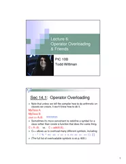 Lecture 6:Operator Overloading & Friends