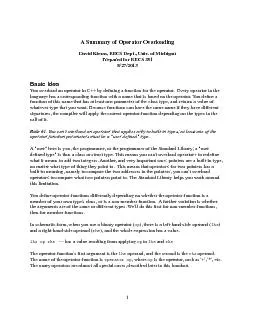 A Summary of Operator OverloadingDavid Kieras, EECS Dept., Univ. of Mi