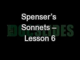 Spenser’s Sonnets – Lesson 6