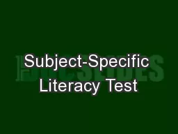 Subject-Specific Literacy Test