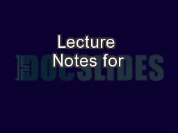 Lecture Notes for