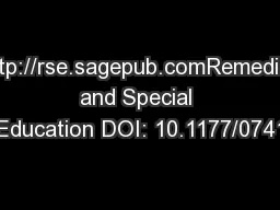http://rse.sagepub.comRemedial and Special Education DOI: 10.1177/0741