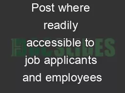 Post where readily accessible to job applicants and employees