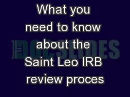 What you need to know about the Saint Leo IRB review proces