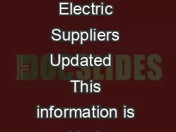 List of Certified Electric Suppliers Updated   This information is provided as a resource