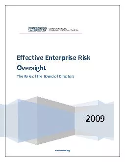 The role of the board of directors in enterprise-wide risk oversight h