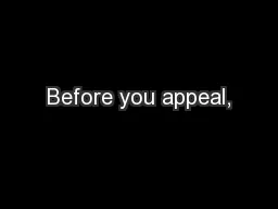 Before you appeal,