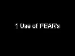 1 Use of PEAR’s