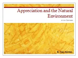 Appreciation and the Natural Environment