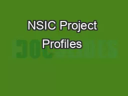 NSIC Project Profiles 