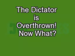 The Dictator is Overthrown! Now What?