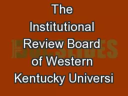 The Institutional Review Board of Western Kentucky Universi