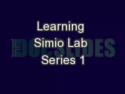Learning Simio Lab Series 1
