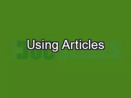 Using Articles
