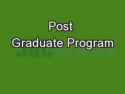 Post Graduate Program
