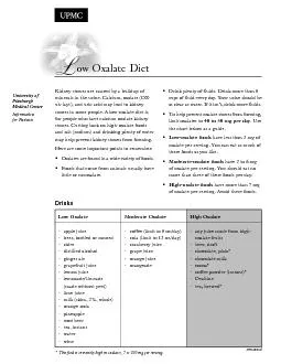 continued       ow Oxalate Diet