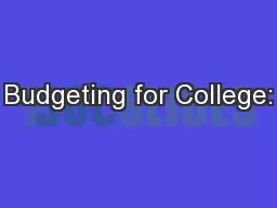 Budgeting for College: