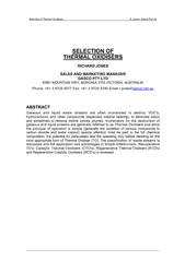 Selection of Thermal Oxidisers      R. Jones, Gasco Pty Ltd