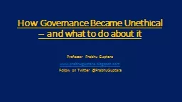 How Governance Became Unethical