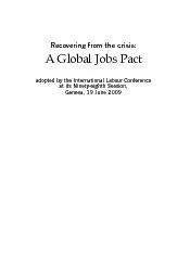 Recovering from the crisis:A Global Jobs Pactadopted by the Internatio