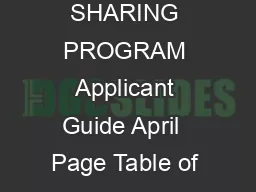 WORK SHARING PROGRAM Applicant Guide April  Page Table of Contents A