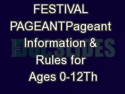 2014 APPLE FESTIVAL PAGEANTPageant Information & Rules for Ages 0-12Th