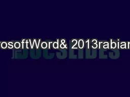 ForttingNumUsingrosoftWord& 2013rabianditionequirements