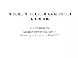 STUDIES IN THE USE OF ALGAE IN FISH NUTRITION
