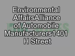 Environmental AffairsAlliance of Automobile Manufacturers1401 H Street