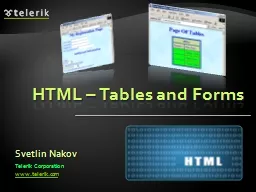 HTML – Tables and Forms