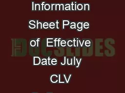 Las Vegas Fire  Rescue Fire Prevention Division Information Sheet Page  of  Effective Date July   CLV Ordinance   The items listed are basic information only