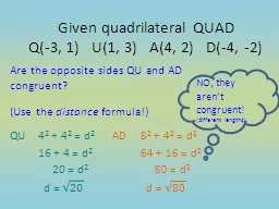 Are the opposite sides QU and AD congruent?