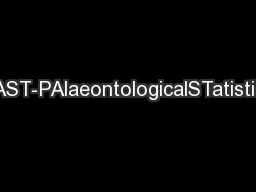 PAST-PAlaeontologicalSTatistics