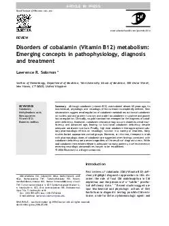 REVIEW Disorders of cobalamin Vitamin B metabolism Emerging concepts in pathophysiology