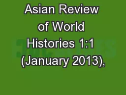 Asian Review of World Histories 1:1 (January 2013),